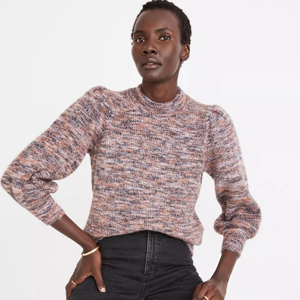 NWT Madewell Space-Dyed Eaton Puff-Sleeve Pullover Sweater